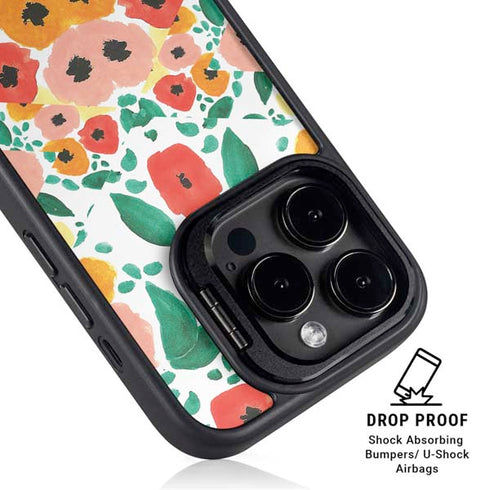 Bouffants and Broken Hearts Geometric Flowers iPhone 15 Pro Kickstand Case